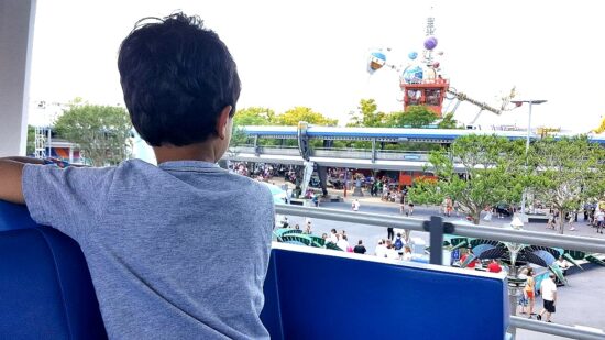 A preschooler looks out over Disney World