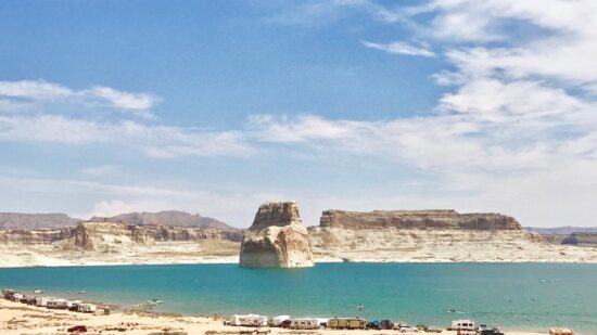 One of the things to do in Page AZ and Lake Powell with kids is to do go camping on the beach!