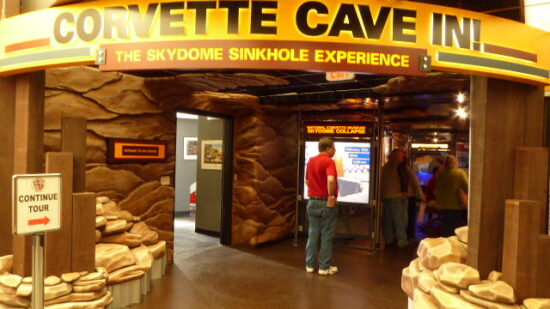 Entrance to the Corvette Cave In Exhibit at the National Corvette Museum.