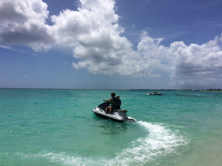 Adventure on a rented jet ski, on Grand Cayman Island. 