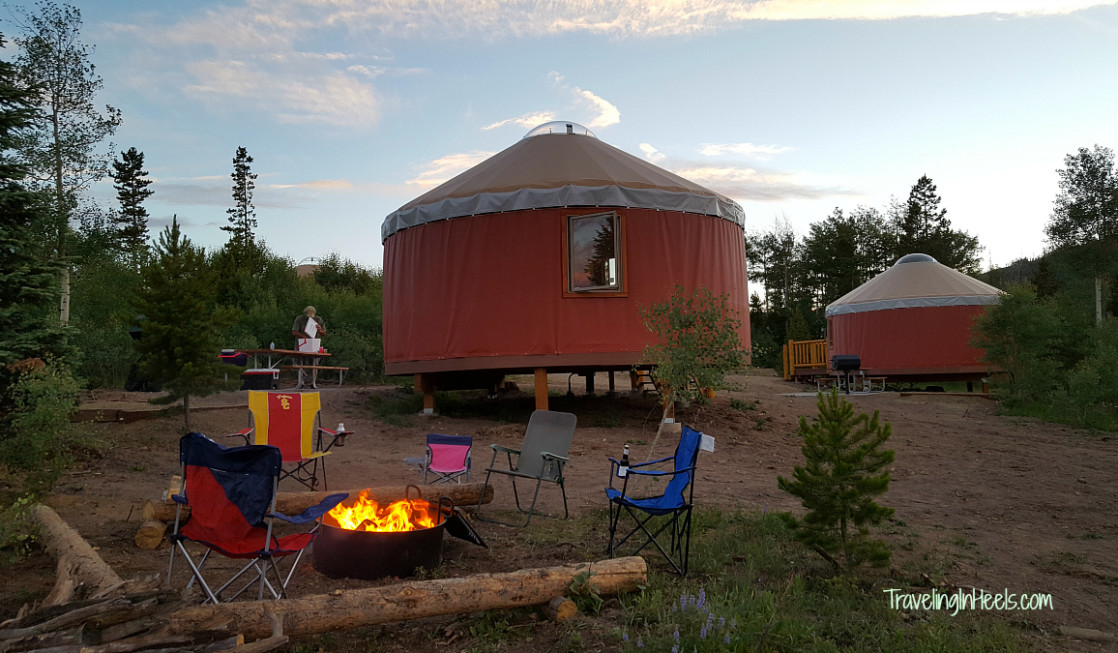 Relax! The firepit is ready for you. Colorado camping, courtesy of YMCA Snow Mountain Ranch Yurts.