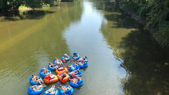 A rafting float trip on the White River in Indiana.